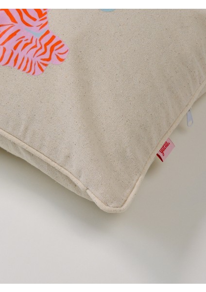 Zebra Baskı Yıkanmış Keten Kırlent Kılıfı - Pembe fırsatları