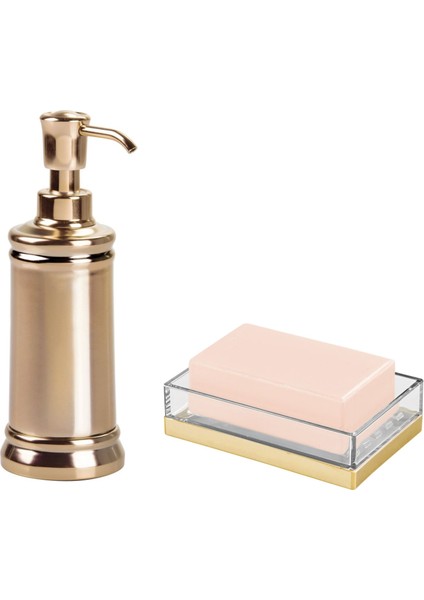 Sıvı Sabunluk ve Sabunluk 2 Li Banyo Seti Altın Model