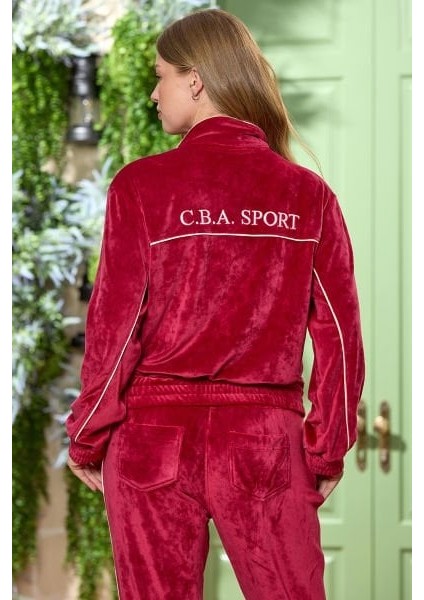 25303 Kadın Bordo Polar Kumaş Spor Eşofman Takımı