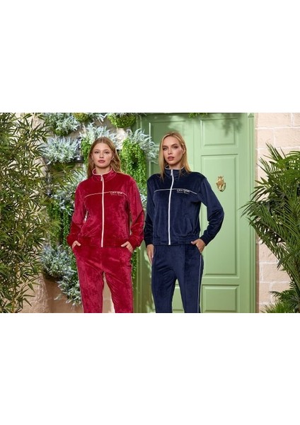 25303 Kadın Bordo Polar Kumaş Spor Eşofman Takımı