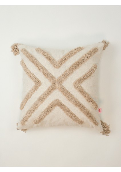 EARTH LINES - Dokulu Punch Kırlent Kılıfı – Bej