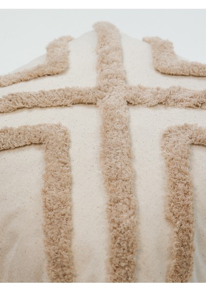 EARTH LINES - Dokulu Punch Kırlent Kılıfı – Bej modelleri