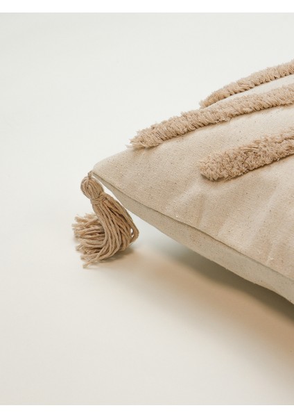 EARTH LINES - Dokulu Punch Kırlent Kılıfı – Bej fırsatları