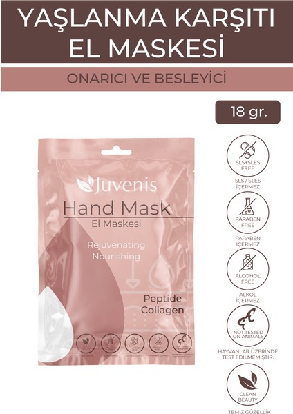 Yıpranmış Ciltler İçin Kolajen ve Peptid İçeren Yenileyici Anti Aging El Maskesi