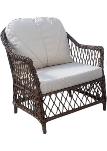 MONALİN MOBİLYA Lizbon Kahverengi 2 Kişilik(1-1-Masa) Rattan Örgü Bahçe & Balkon & Teras Oturma Grubu Minderli & Camlı & Masalı Takım