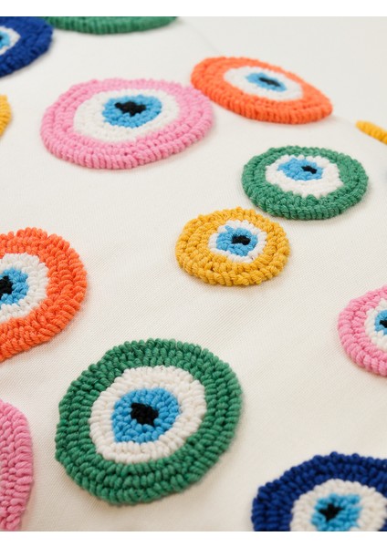 EVIL EYE - Nazar Boncukları Dikdörtgen Punch Kırlent Kılıfı - Renkli Dikdörtgen