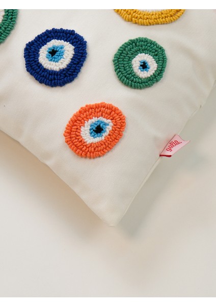 EVIL EYE - Nazar Boncukları Dikdörtgen Punch Kırlent Kılıfı - Renkli Dikdörtgen