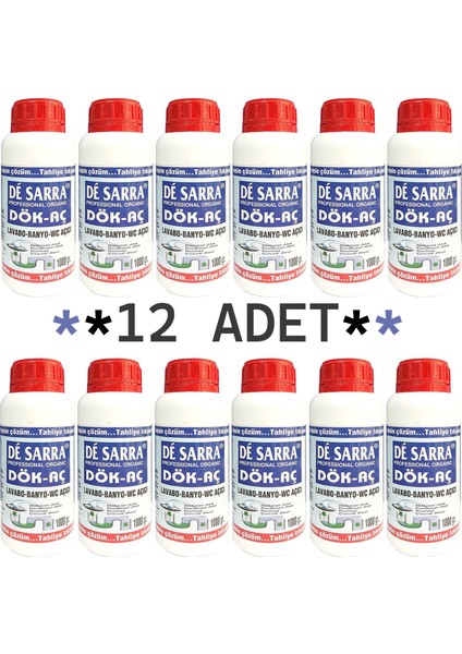 Dök-Aç Lavabo Gider Açıcı Sıvı - 1 Litrelik 12 Adet - 1 Koli