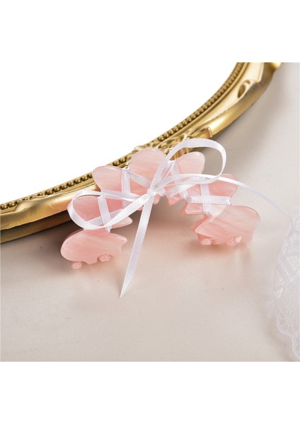 Coquette Tarz Kurdeleli Kemik Asetat Yüksek Kalite Toka - Pembe