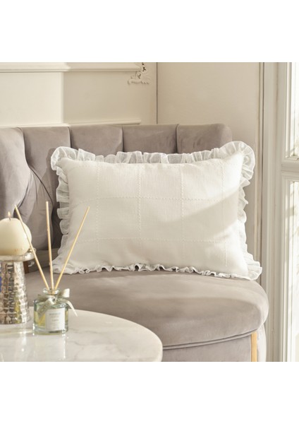 Lalisa Dolgulu Kırlent 35 x 50 cm Beyaz