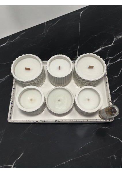 Dekoratif Doğal Taşlı , 6'lı Lavanta Kokulu Soya Wax Mum Seti fiyatları