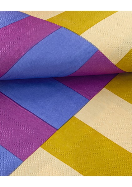 Summer Checkers Kağıt 20'li Kağıt Peçete 33X33 cm Mor-Sarı modelleri