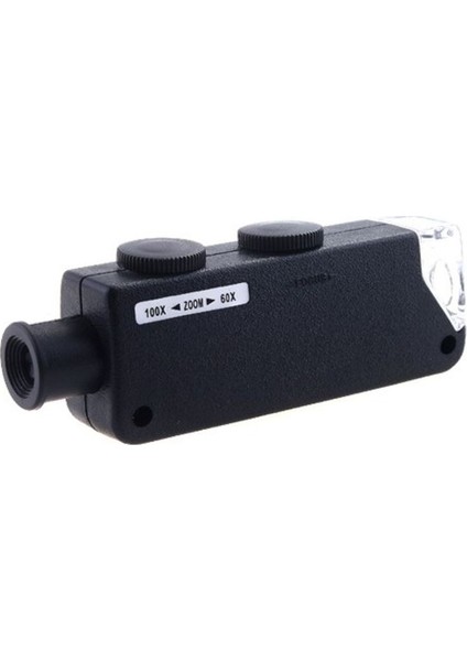 Oyuncak 60 x 100 x Zoom Lens Odak Takı LED Cep Mikroskop Büyüteç