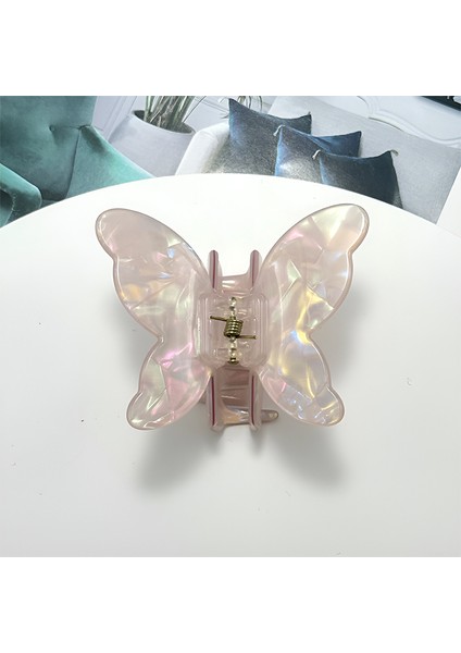 Minimal Kelebek Tasarımlı Kemik Asetat Yüksek Kalite Toka - Pembe