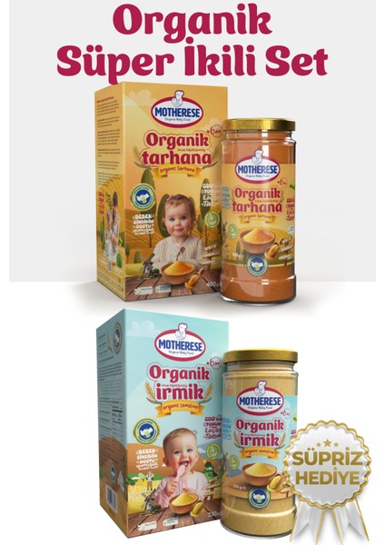 Organik Süper Ikili Set- Organik Tarhana- Organik Bebek Irmiği