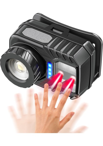Peakstar PS-571 Sensör Xpg Cob LED USB Şarj Edilebilir Lium Pilli Zoomlu Kafa Lambası