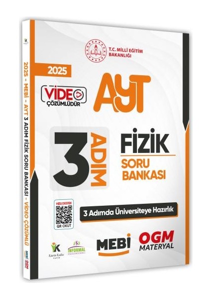 2025 Ayt Mebi-Ogm 3 Adım Fizik Soru Bankası Renkli A4 Boyut Video Çözümlü (Karakutu Katkılarıyla)