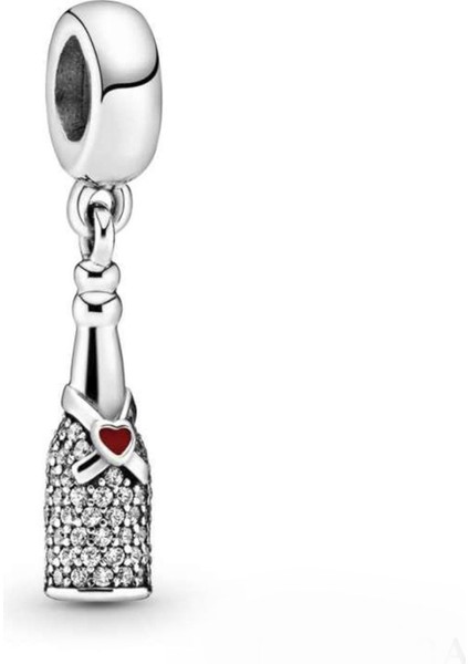Şarap Şişesi Gümüş Sallantılı Charm NUR-CH00011