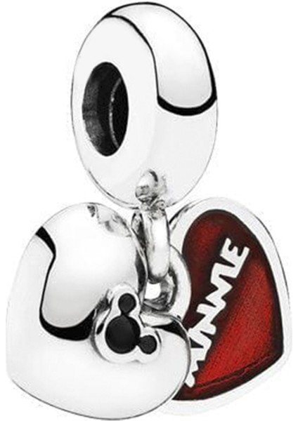 Mickey & Minnie Mouse Kalp Gümüş Sallantılı Charm NUR-CH00013