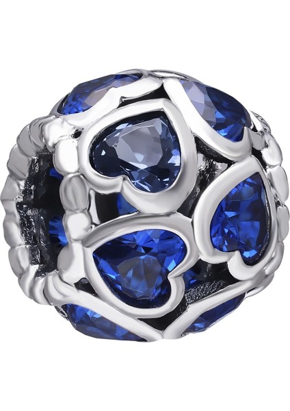 Taşlı Kalp Gümüş Charm NUR-CH00020