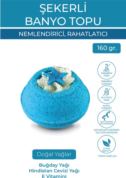 Sugar Plum Köpüren Banyo Topu Nem Bombası Banyo Bombası 160 gr - Blue Sky