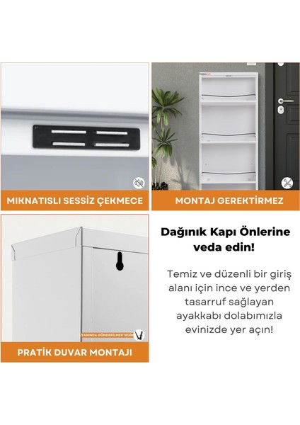 5'li Metal Ayakkabılık - Beyaz