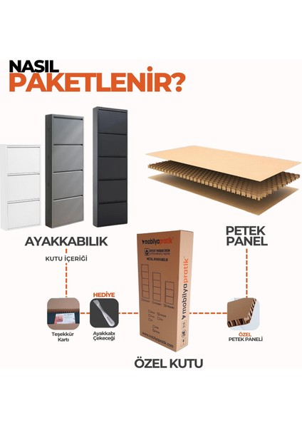 3'lü Metal Ayakkabılık - Beyaz