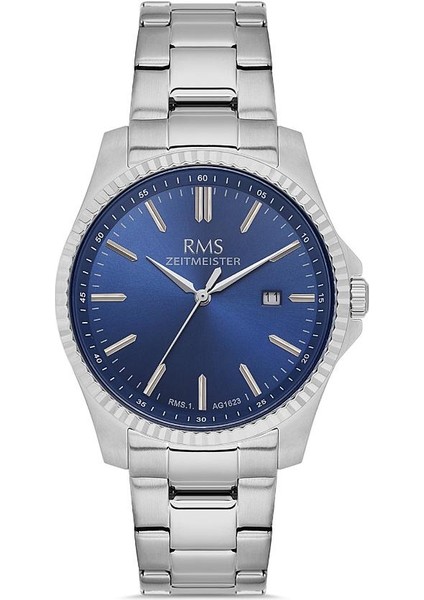 RMS.1.AG1623.03 Takvimli Kristal Cam Çelik Kasa Çelik Kordon Metalik Renk Erkek Kol Saati