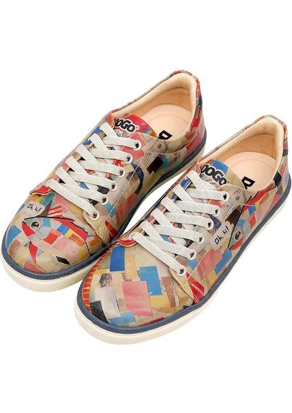 Kadın Vegan Deri Çok Renkli Sneakers - Hi Fish Tasarım