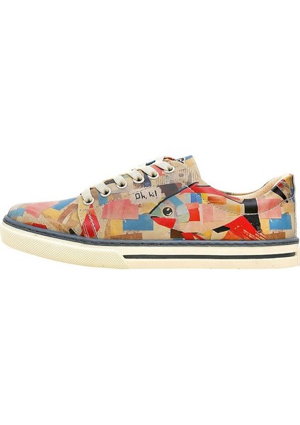 Kadın Vegan Deri Çok Renkli Sneakers - Hi Fish Tasarım modelleri