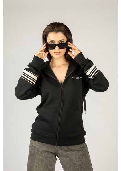 Show Meyour Code Fermuarlı Kapüşonlu Unisex Sweatshirt - Siyah Street Baskılı modelleri