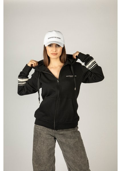 Privacy The New Secrecy Fermuarlı Kapüşonlu Unisex Sweatshirt - Siyah Street Baskılı modelleri