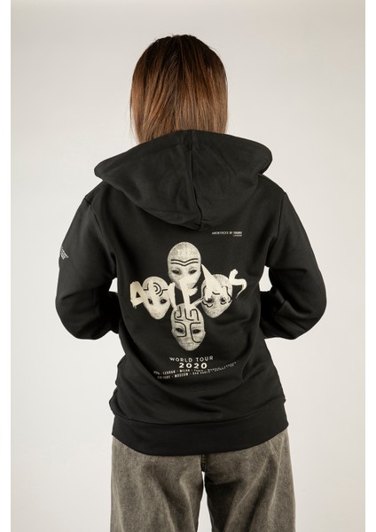 Aliens Fermuarlı Kapüşonlu Unisex Sweatshirt - Siyah Street Baskılı
