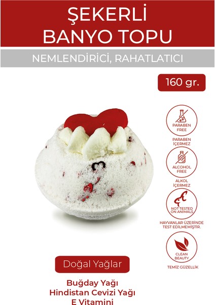Sugar Plum Köpüren Banyo Topu Nem Bombası Banyo Bombası 160 gr - Lovely Heart