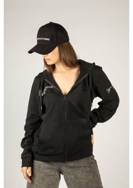 More Money More Problems Fermuarlı Kapüşonlu Unisex Sweatshirt - Siyah Street Baskılı modelleri