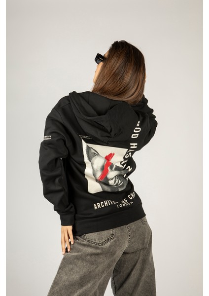 God Has No Name Fermuarlı Kapüşonlu Unisex Sweatshirt - Siyah Street Baskılı fiyatları