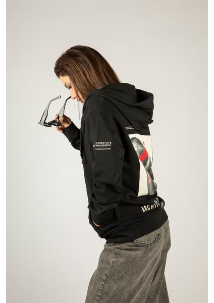 God Has No Name Fermuarlı Kapüşonlu Unisex Sweatshirt - Siyah Street Baskılı modelleri