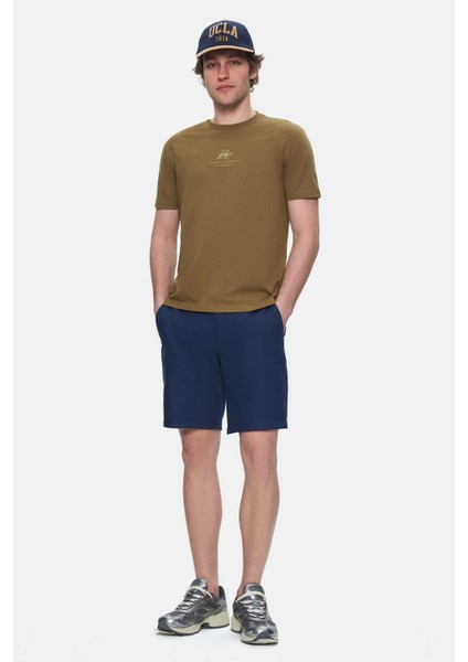 Fabıo Açık Pembe Bisiklet Yaka Baskılı Standard Fit Erkek Tshirt