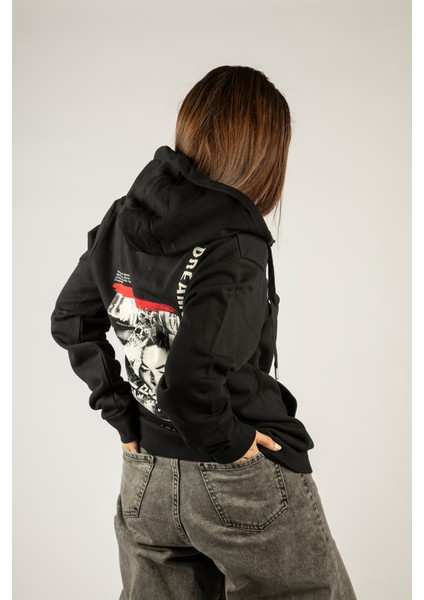Dreams Are For Realfermuarlı Kapüşonlu Unisex Sweatshirt - Siyah Street Baskılı fiyatları