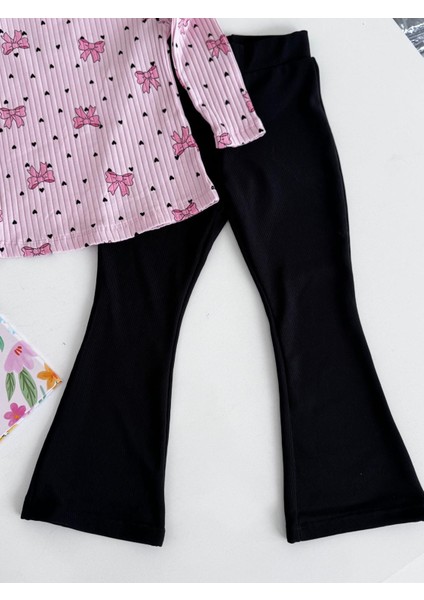 Omuz Fırfırlı Fitilli Ispanyol Paça Leopar Kız Ikili Takım modelleri