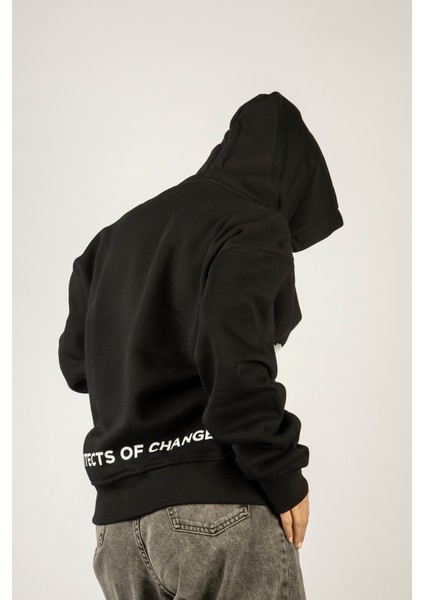 77 London Siyah Kapüşonlu Unisex Sweatshirt - Premium Pamuklu Kumaş modelleri