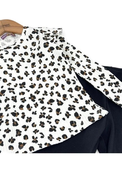 Omuz Fırfırlı Fitilli Ispanyol Paça Leopar Kız Ikili Takım fiyatları