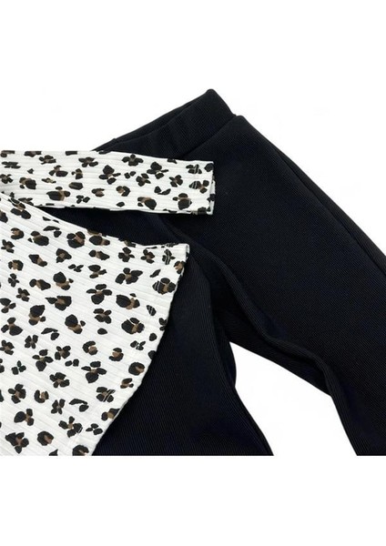 Omuz Fırfırlı Fitilli Ispanyol Paça Leopar Kız Ikili Takım indirimleri