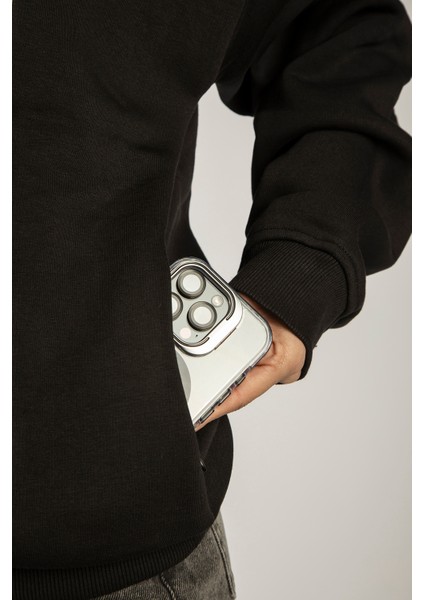 Privacy The New Cecrecy Baskılı Kapüşonlu Unisex Sweatshirt - Siyah %100 Organik Pamuk fırsatları