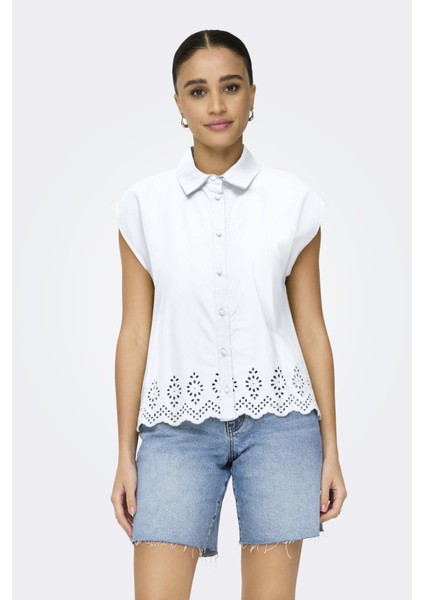 Onllou Lıfe Emb S/s Shırt Ptm Açık Yeşil