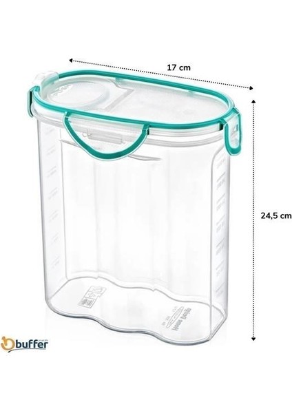 Kilitli Kapaklı Contalı Hava,su Sıvı Geçirmez 2,4 Litre Erzak Saklama KABI-SA590