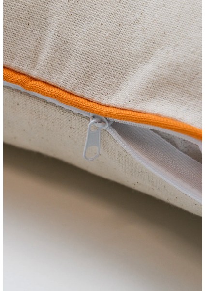 MINIMAL EDGE - Şerit Biye Fitilli Dikdörtgen Kırlent Kılıfı - Turuncu fırsatları