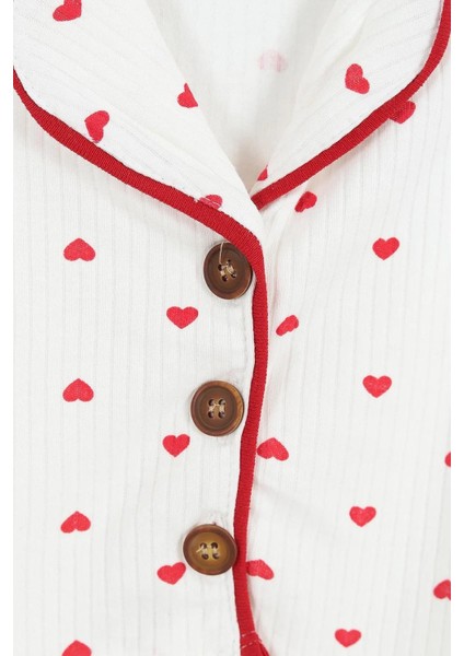 Kalp Desenli Düğme Detaylı Bebe Yaka Takım fiyatları