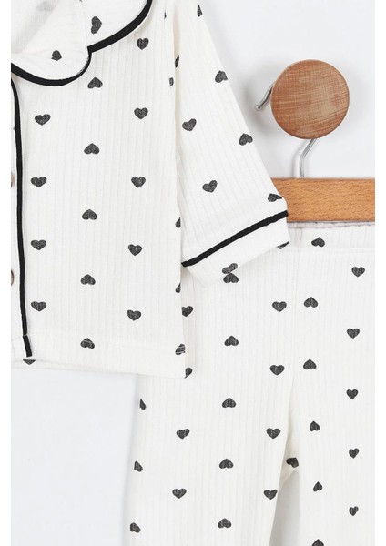 Kalp Desenli Düğme Detaylı Bebe Yaka Takım fiyatları