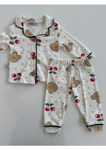 Kalp Desenli Düğme Detaylı Bebe Yaka Takım